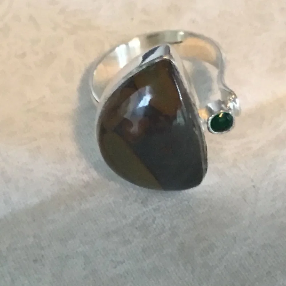 NWOT Sterling Silver Bamboo Jasper Ring S 6